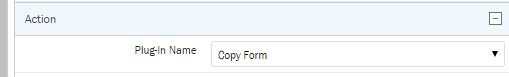 Winshuttle Composer Plugin Action screen for Copy Form plugin