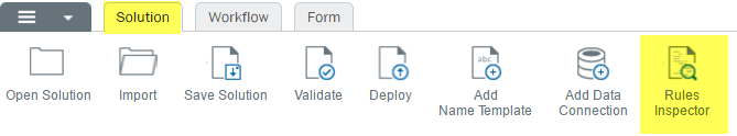 Solution Tab, Rules Inspector icon