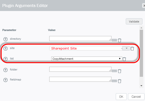 Plugin arguments editor