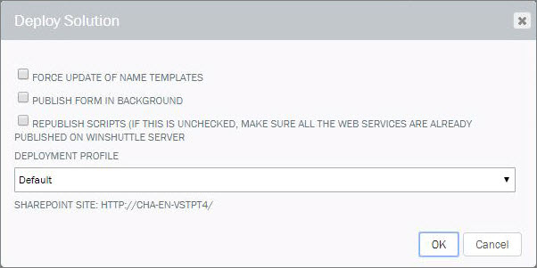 deploy solution box options