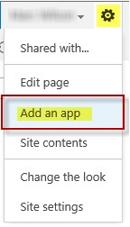 SharePoint 2013 Site Actions menu - Add an app