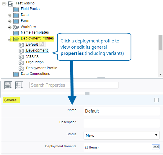Editing Deployment Profile Properties screen