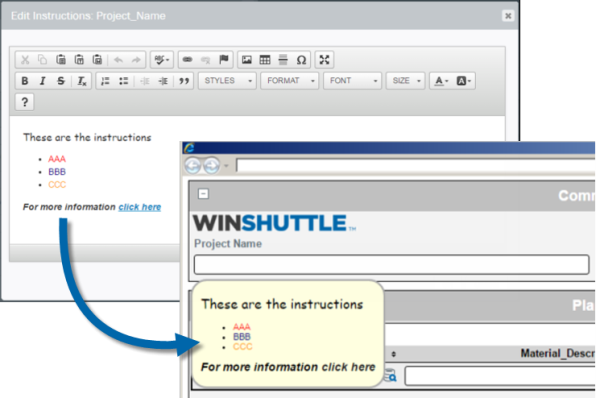 Winshuttle Composer Field Instruction Editor screen