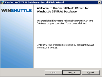 Central Database Install Wizard