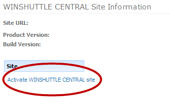 Activate Winshuttle Central Site 1