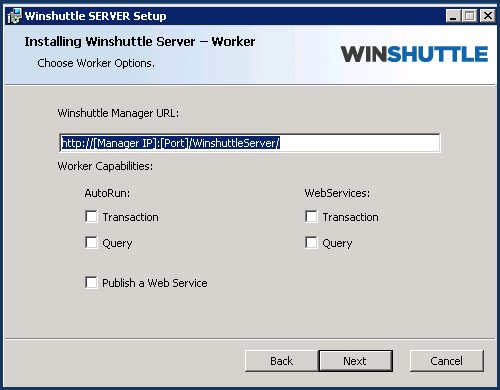 Winshuttle Server Setup - Winshuttle Manager URL