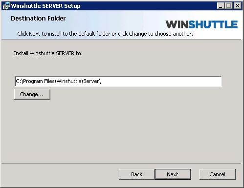 Winshuttle Server Setup - destination folder