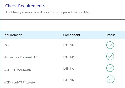 LMS Check Requirements screenshot