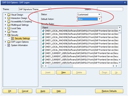 SAP GUI Options for SAP Login screen