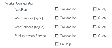 Server Worker configuration options screen