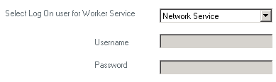 Select Log On for Worker Service 