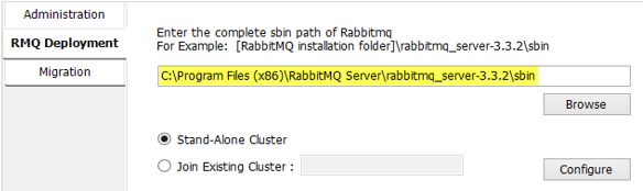 Default path to RabbitMQ screenshot