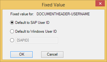 options for document header user name field