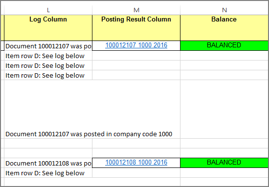 log and posting result columns
