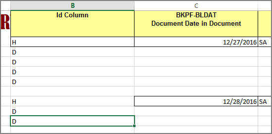 header and line item identifiers in i d column
