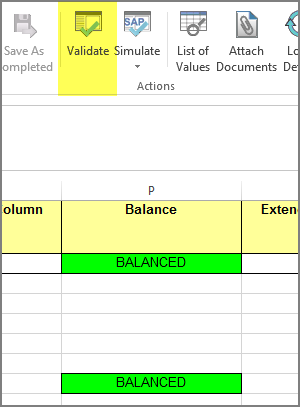 validate button and balanced message after validation