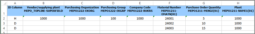 data in excel sheet