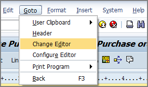 goto menu change editor command