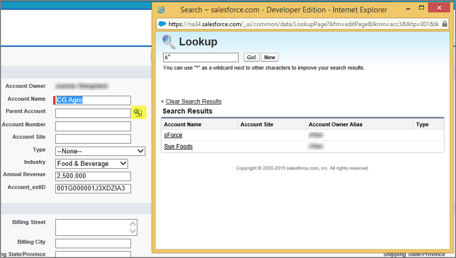 search box for lookup values in sfdc
