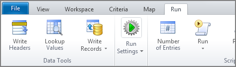 file view workspace criteria map run tabs