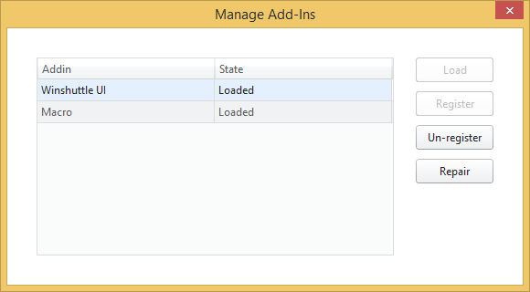 manage add ins dialog box