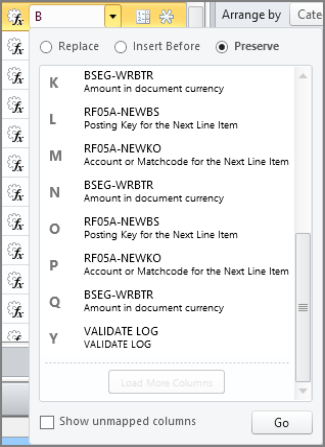 change mapping column selector