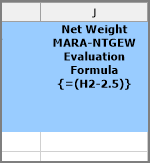 header with field name description and formula