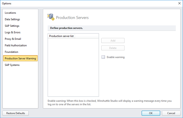 production server warning