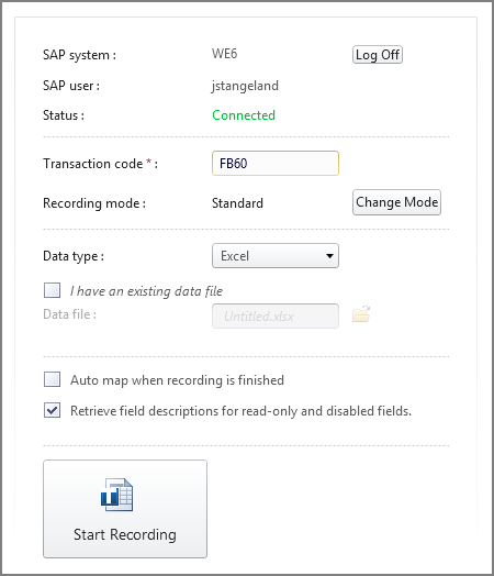 t-code in transaction code box