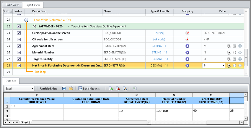 mapped fields in excel preview