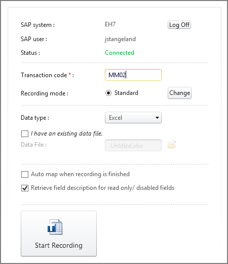 type transaction code in transaction code box