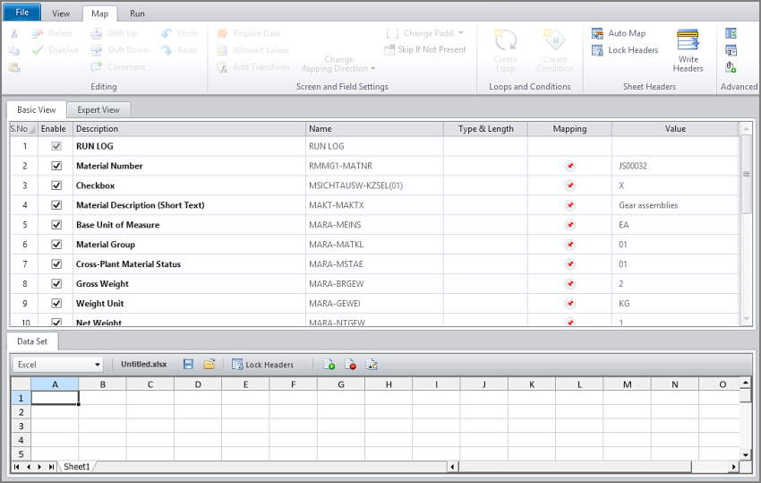 basic view tab in mapper