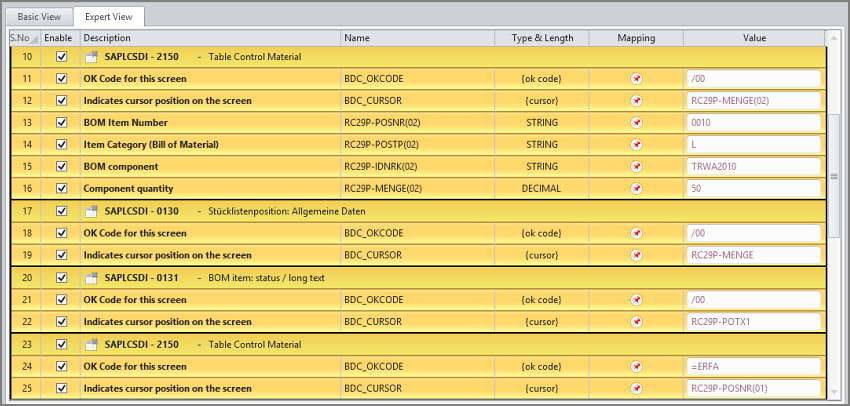 selected rows in mapper