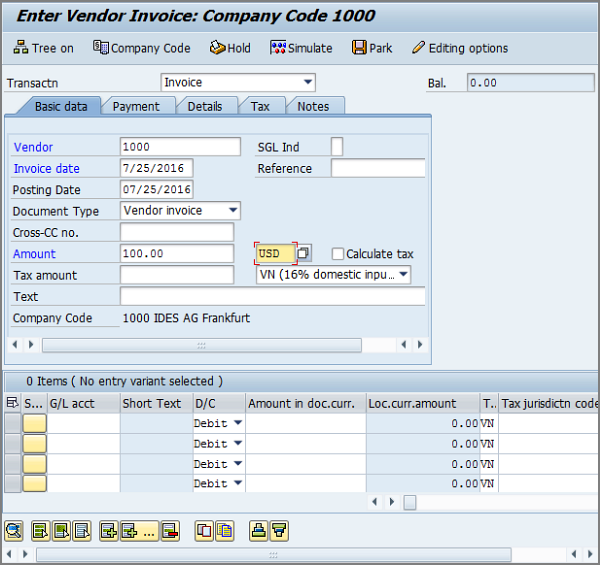 header area in sap gui