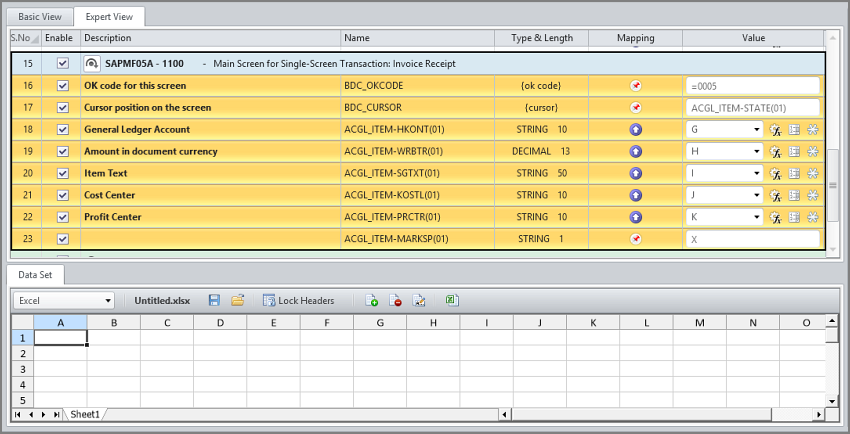 fields selected in mapper