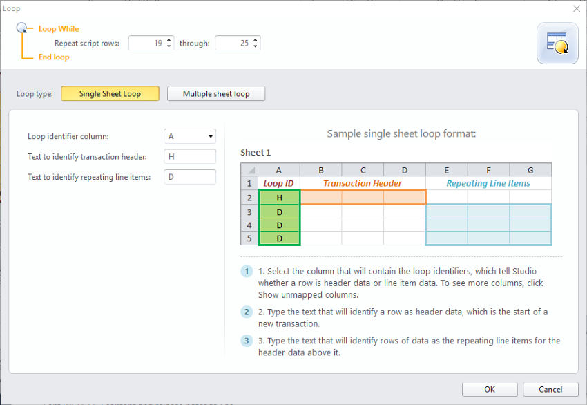 loop dialog box