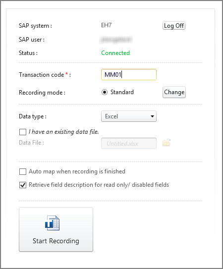 type mm01 in transaction code box