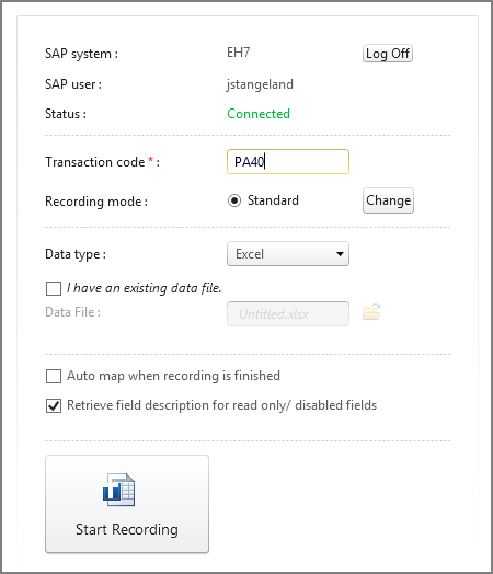 type pa40 in transaction code box