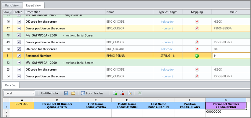 mapper screen with mapped fields