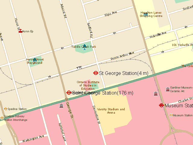 The five nearest subway stations.