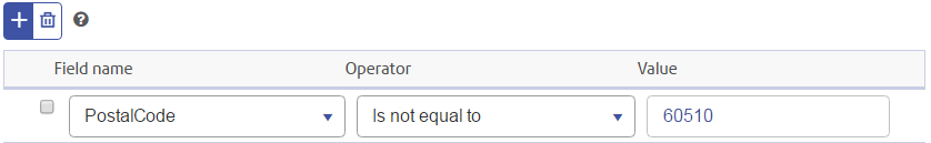 Filter set to return records with "NY" in the State field with postal codes other than 14226.